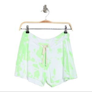 Sundry Drawstring Printed Cutoff Shorts In Tie Dye Pop Lime
